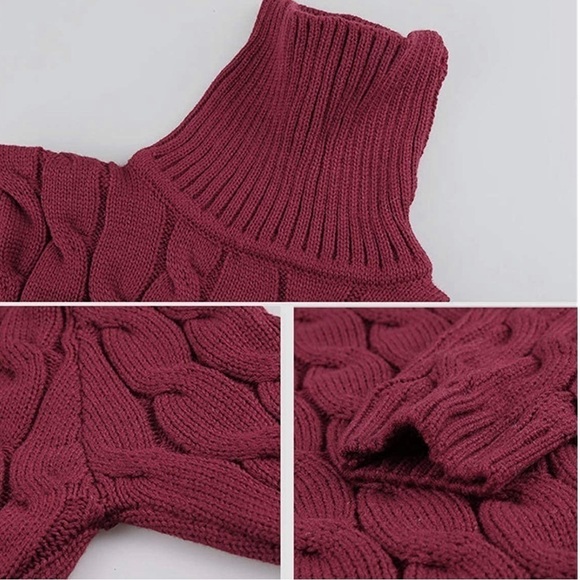 𝅺men’s Turtleneck Knit Cable Sweater (Unisex) Size S - Picture 2 of 5